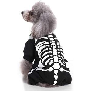 Dog Pet Jumpsuit Halloween Skeleton Costume Clothes Apparel Cat Puppies funny